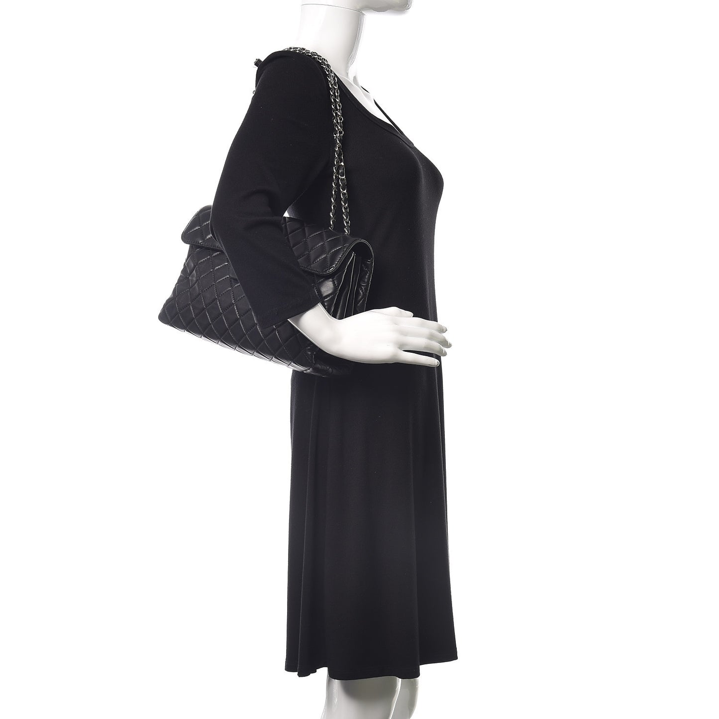 Lambskin Quilted Jumbo by 4 Flap Black