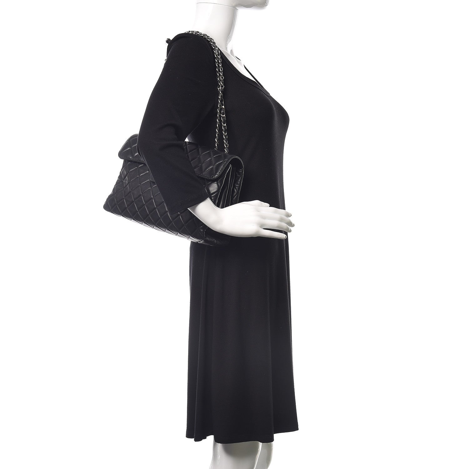 Chanel Lambskin Quilted Jumbo by 4 Flap Black 2 of 9