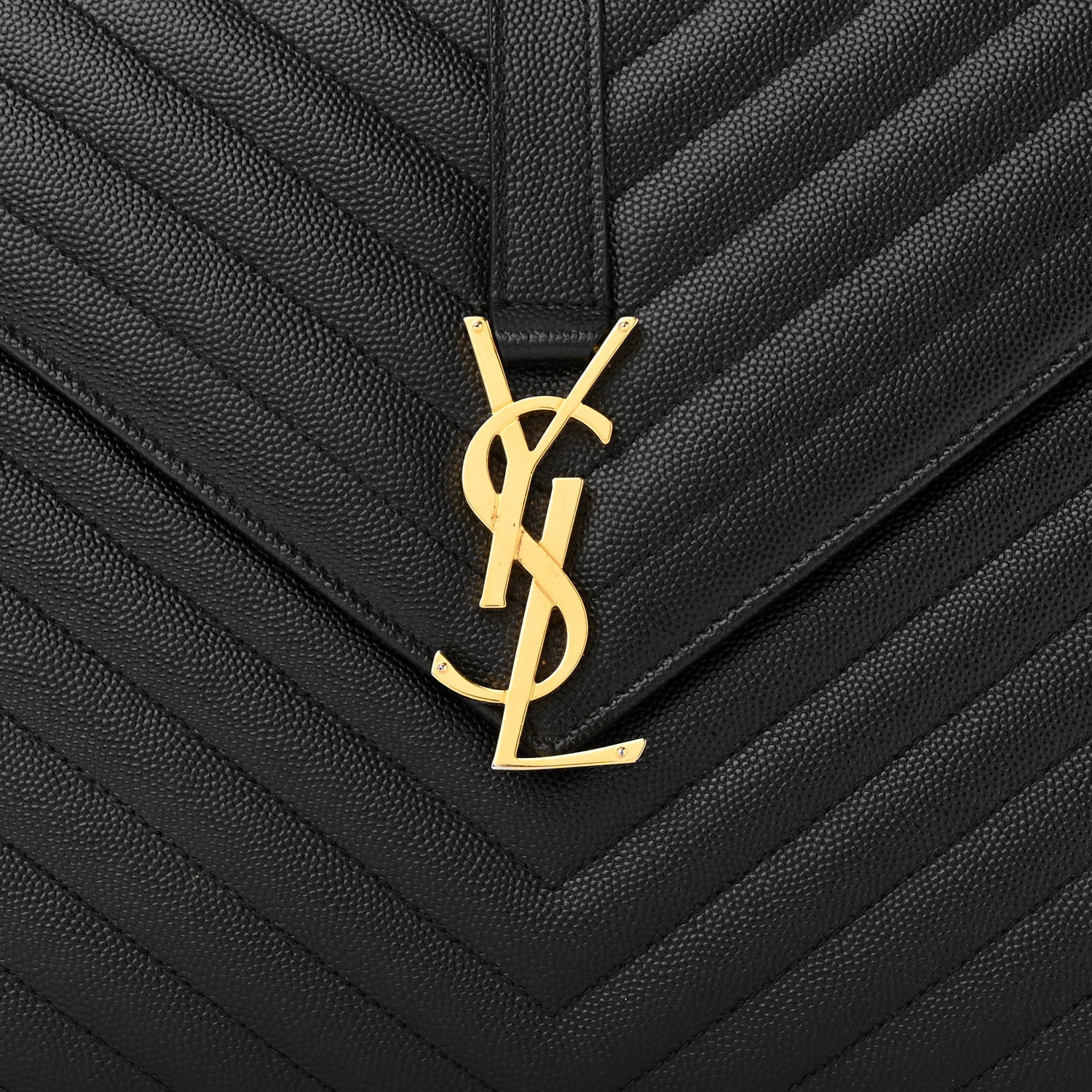 Saint Laurent Grain De Poudre Matelasse Chevron Large Monogram Satchel Black 8 of 11
