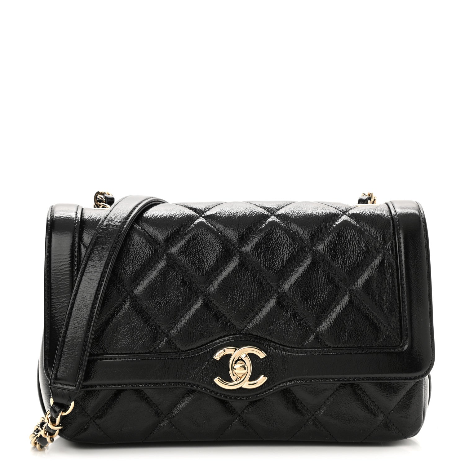 Chanel Crumpled Glazed Lambskin Quilted Small Flap Black 1 of 9