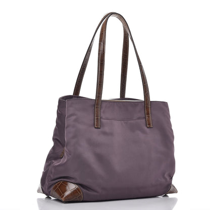 Prada Tessuto Nylon Faux Croc Tote 4 of 15