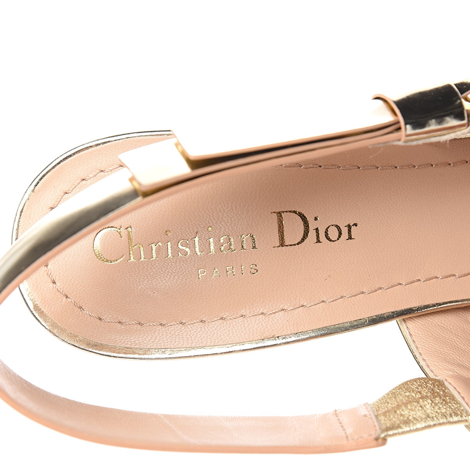 Christian Dior Mirror Finish Calfskin Sweet D Sling-Back Pumps 39 Stardust Gold 7 of 10