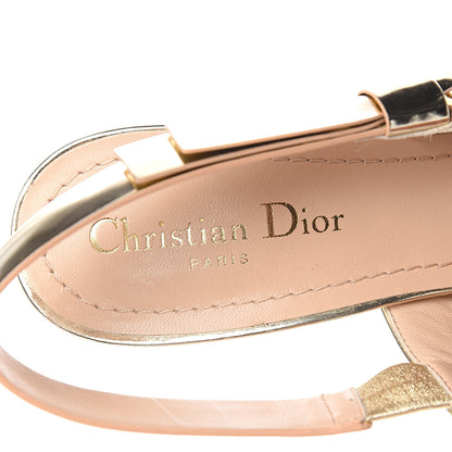 Christian Dior Mirror Finish Calfskin Sweet D Sling-Back Pumps 39 Stardust Gold 7 of 10