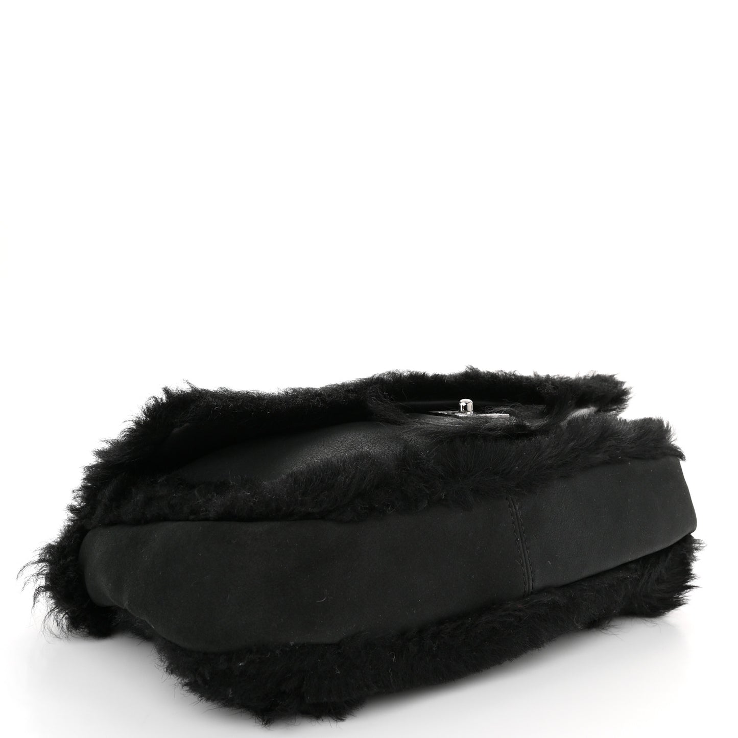 Suede Fur Quilted Flap Black