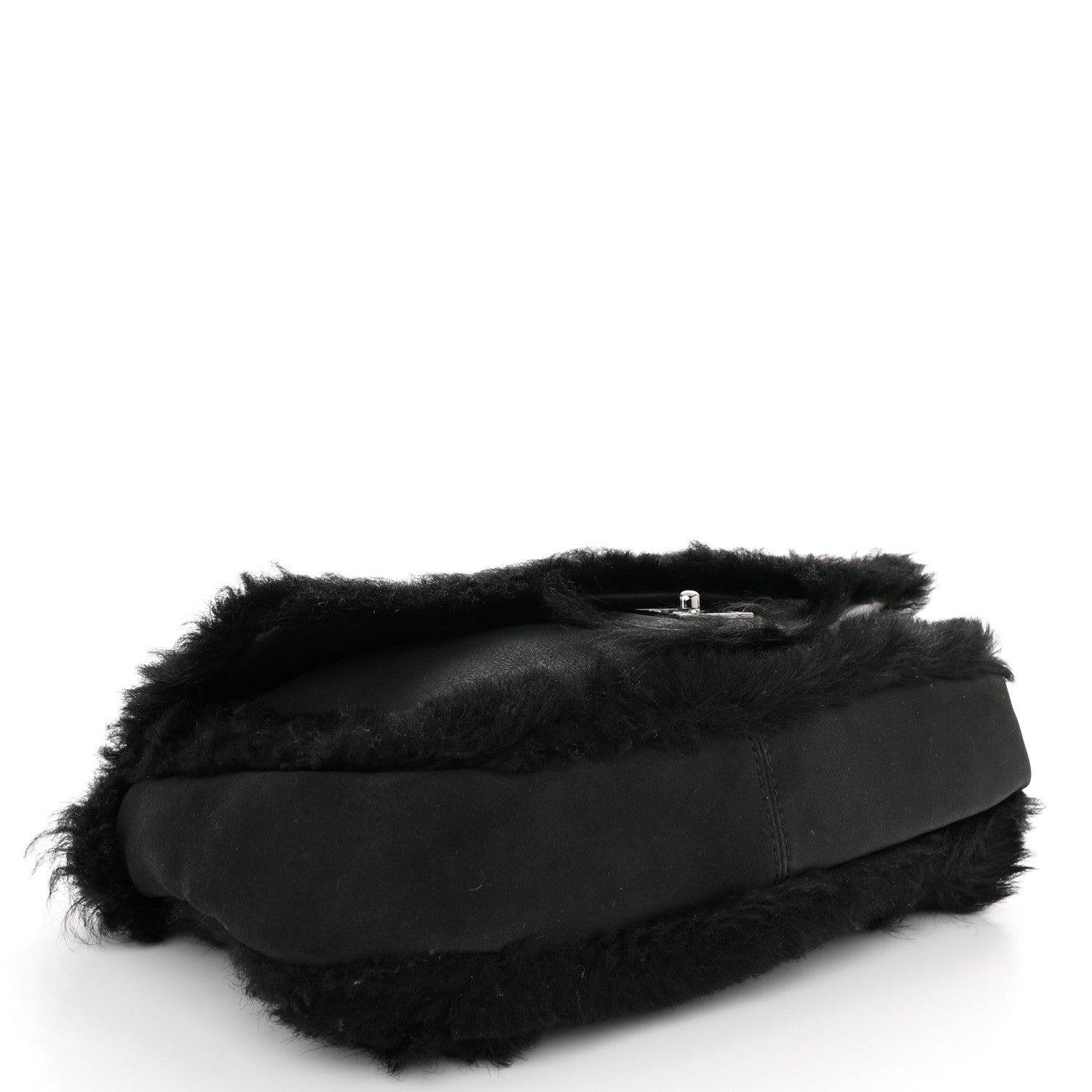 Chanel Suede Fur Quilted Flap Black 4 of 10