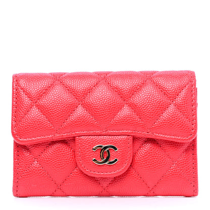 Chanel Caviar Quilted Flap Card Holder Wallet Red 1 of 4