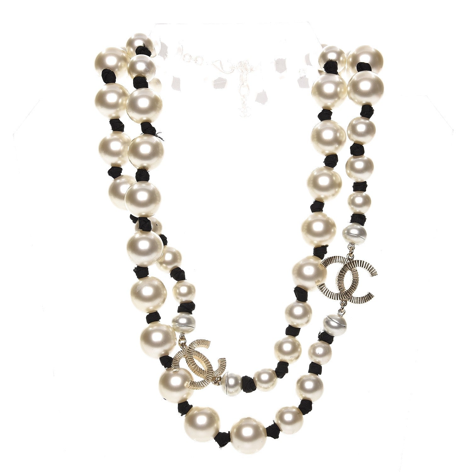 Chanel Graduated Pearl CC Long Necklace Gold 3 of 7