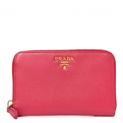 Prada Saffiano Metal Zip Around Wallet Peonia 1 of 12