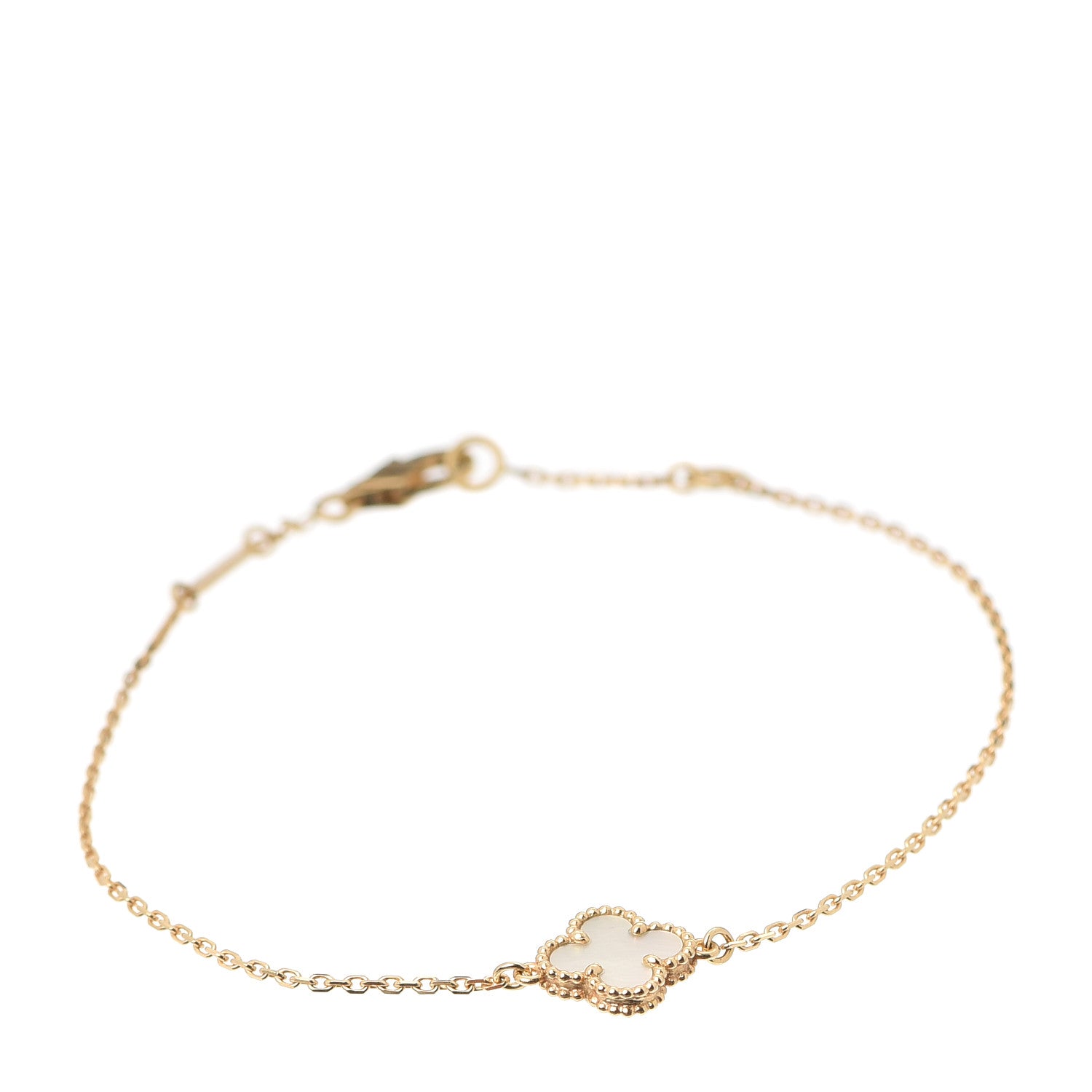 Van Cleef & Arpels 18K Yellow Gold Mother of Pearl Sweet Alhambra Bracelet 1 of 8