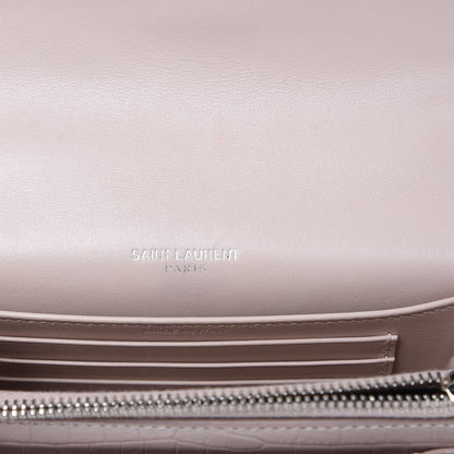 Saint Laurent Calfskin Crocodile Embossed Monogram Sunset Chain Wallet Soft Nude 6 of 9