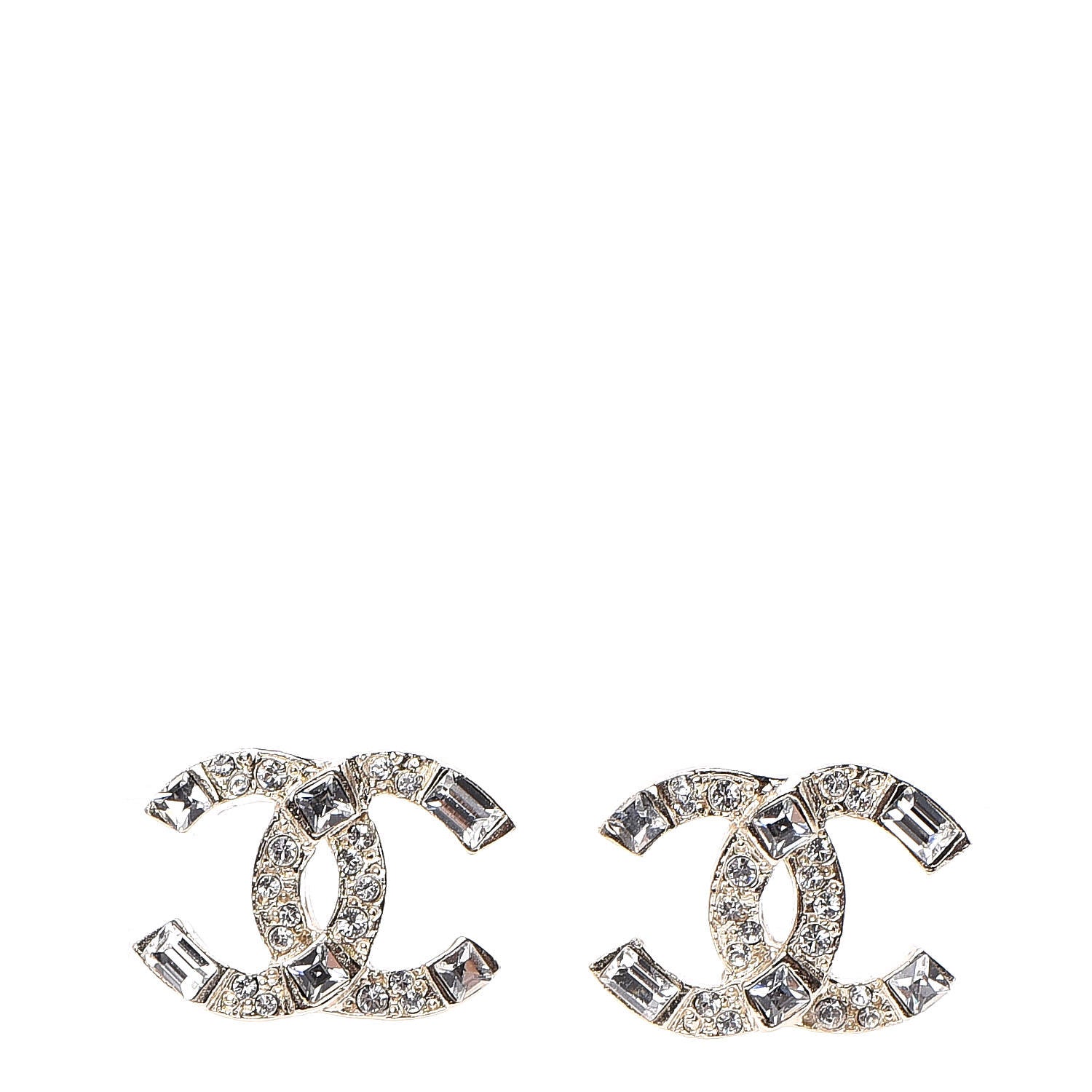Chanel Crystal CC Earrings Gold 1 of 5