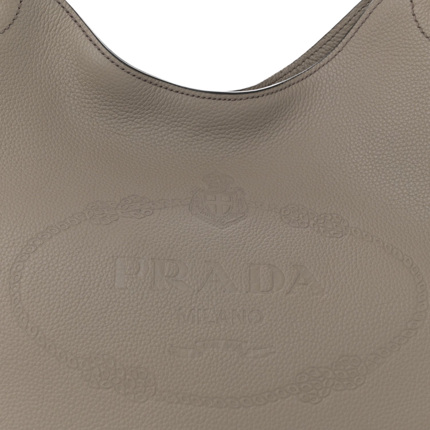 Prada Vitello Daino Logo Hobo Argilla 8 of 10