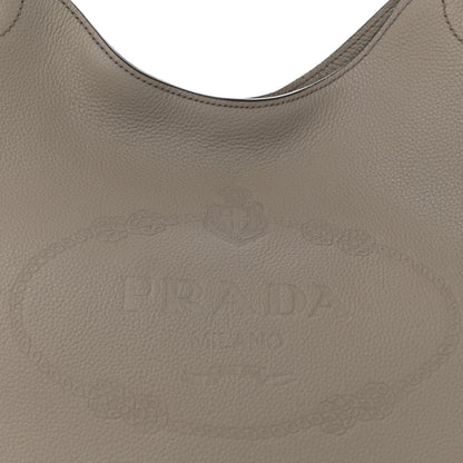Prada Vitello Daino Logo Hobo Argilla 8 of 10