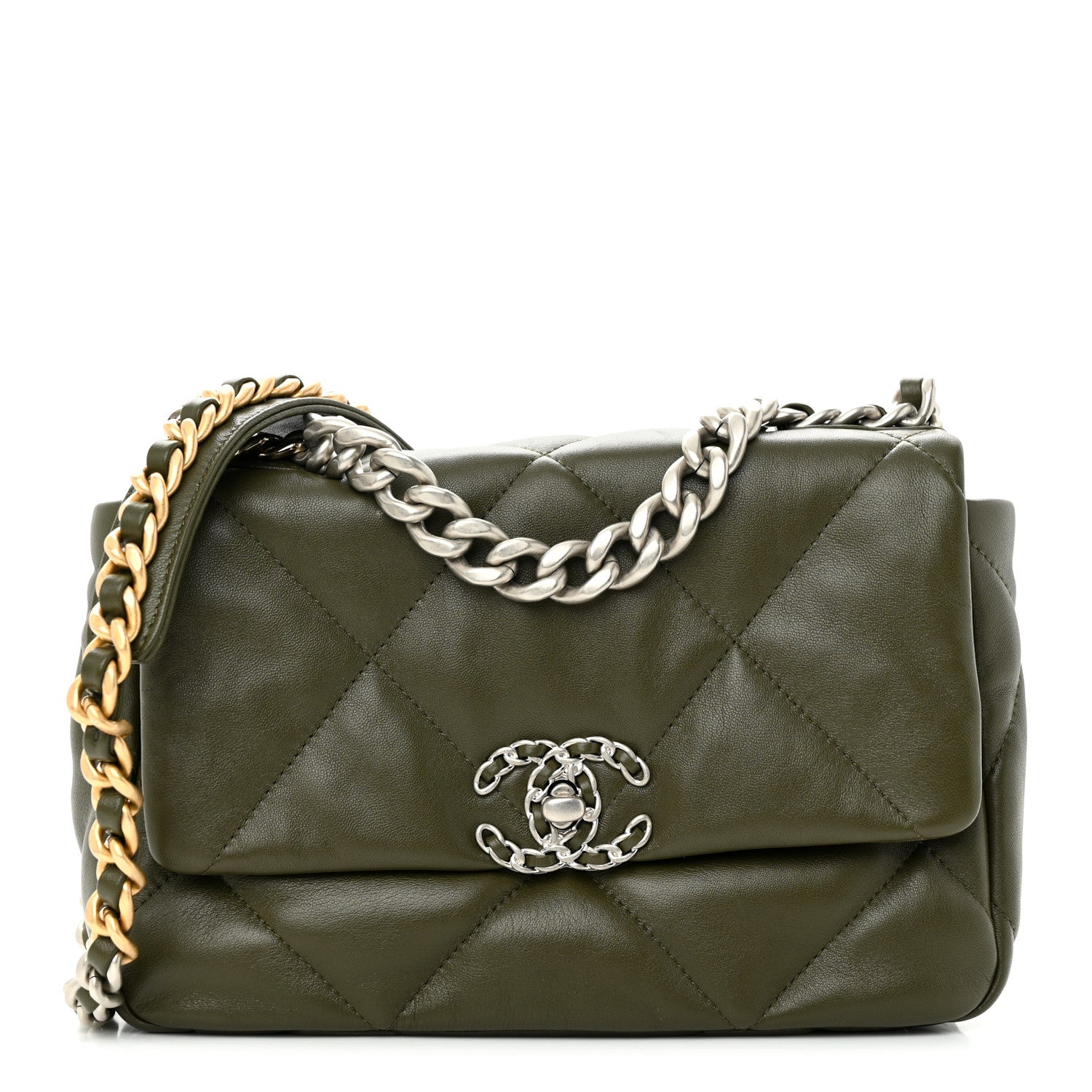 Chanel Lambskin Quilted Medium Chanel 19 Flap Khaki 1 of 11