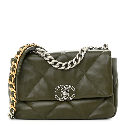 Chanel Lambskin Quilted Medium Chanel 19 Flap Khaki 1 of 11