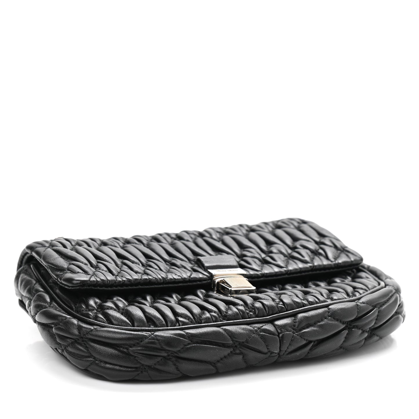 Nappa Matelasse Crystal Chain Crossbody Black