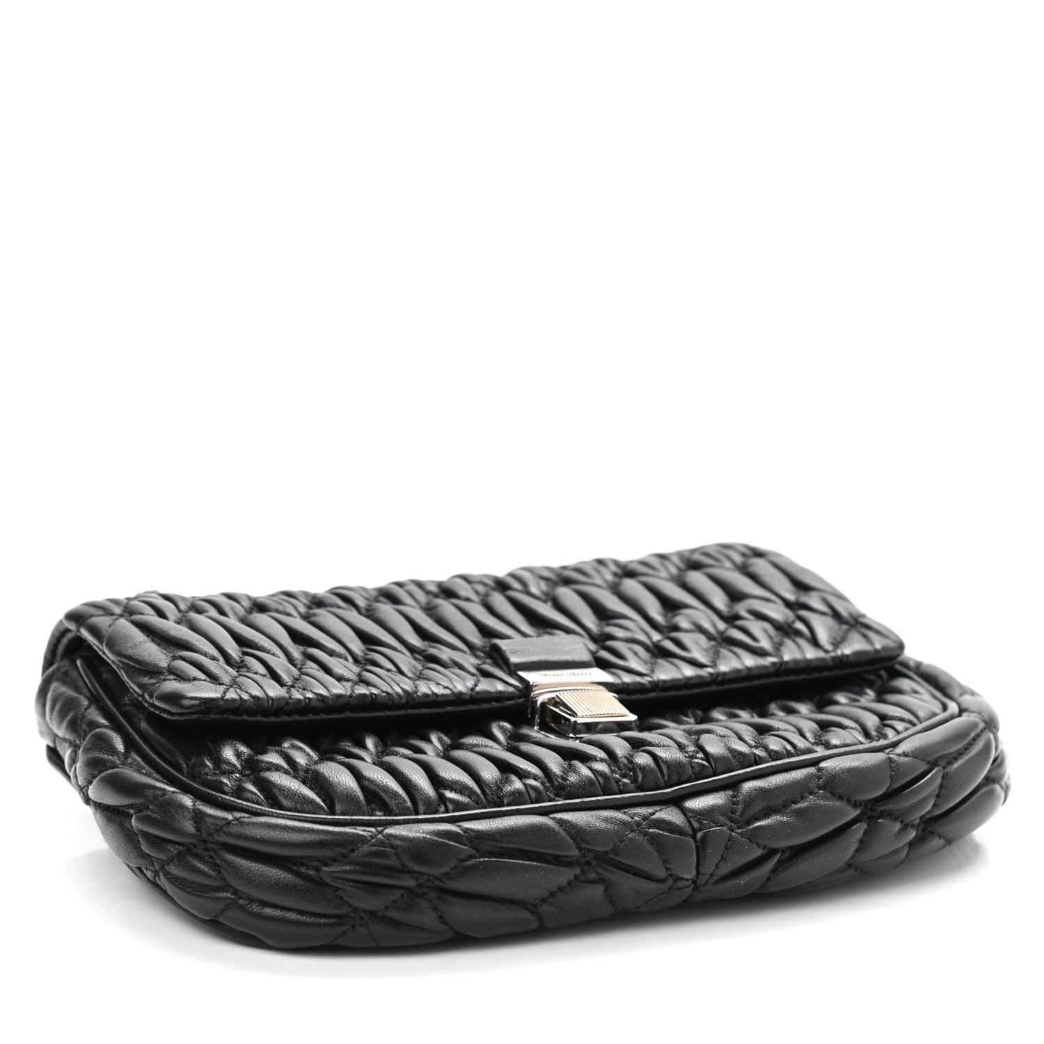Miu Miu Nappa Matelasse Crystal Chain Crossbody Black 3 of 9