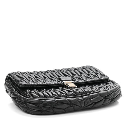 Miu Miu Nappa Matelasse Crystal Chain Crossbody Black 3 of 9