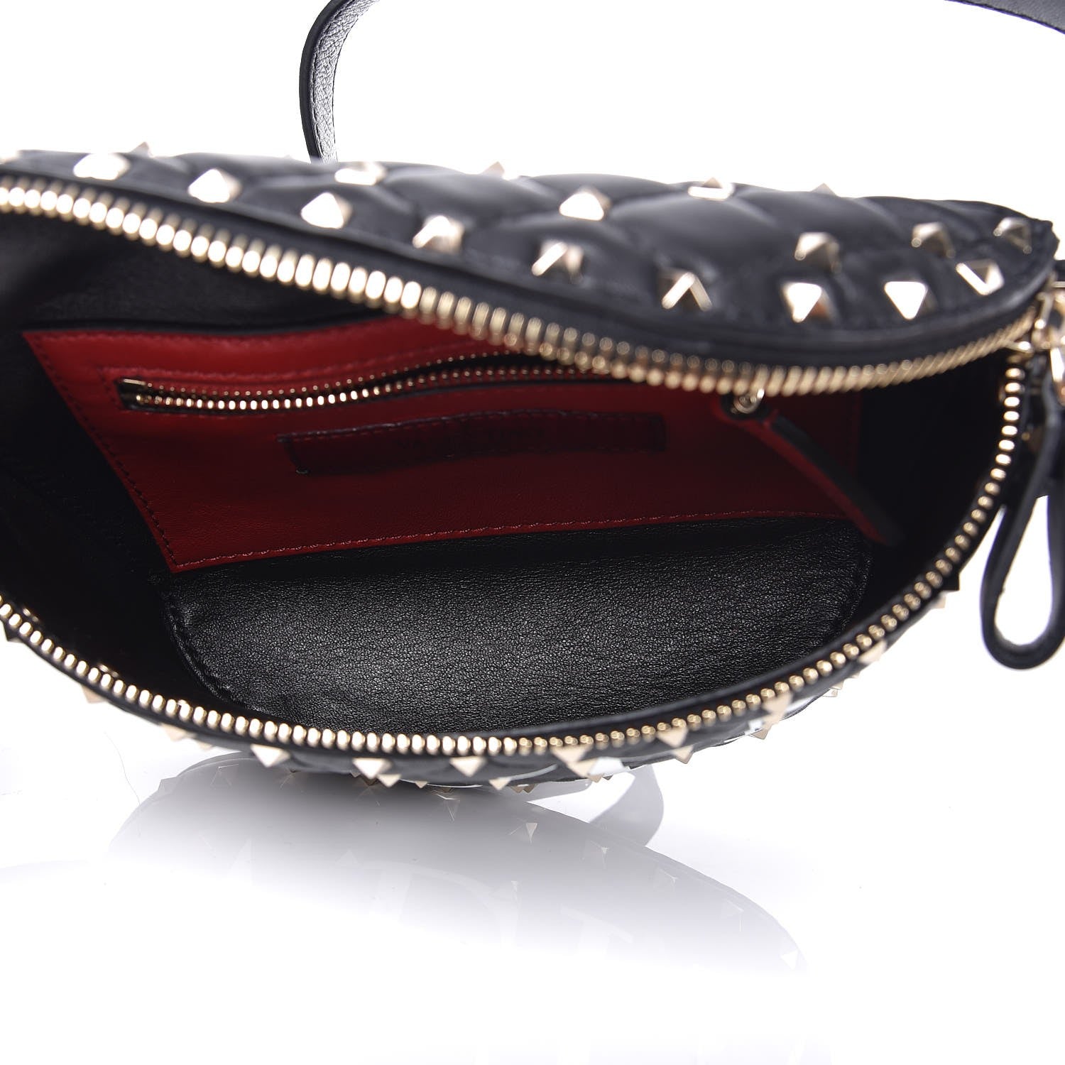 Valentino Garavani Lambskin VLTN Rockstud Spike It Belt Bag 95 Black White 5 of 6