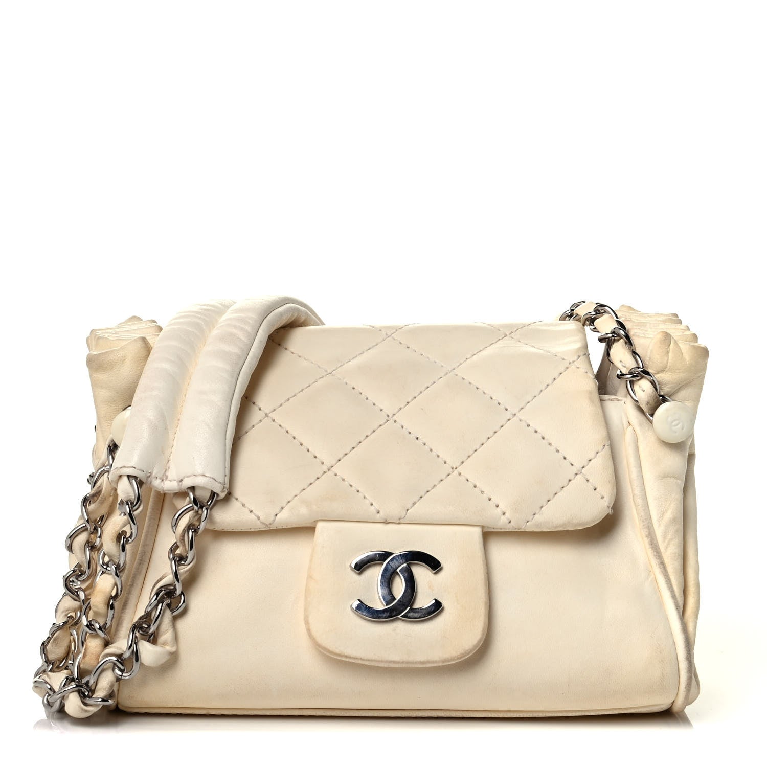 Chanel Lambskin Quilted Chain Accordion Flap White 1 of 8