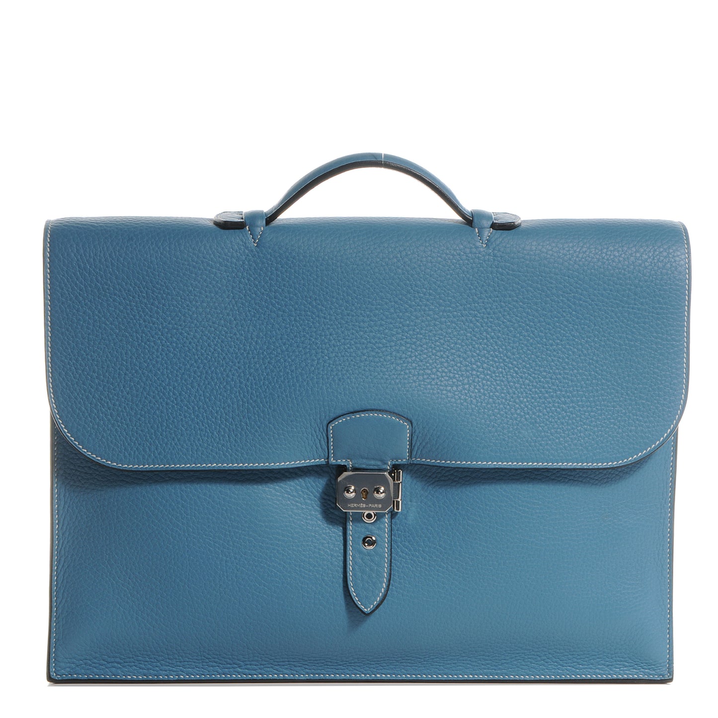 Taurillon Clemence Sac a Depeche 41 Briefcase Blue Jean
