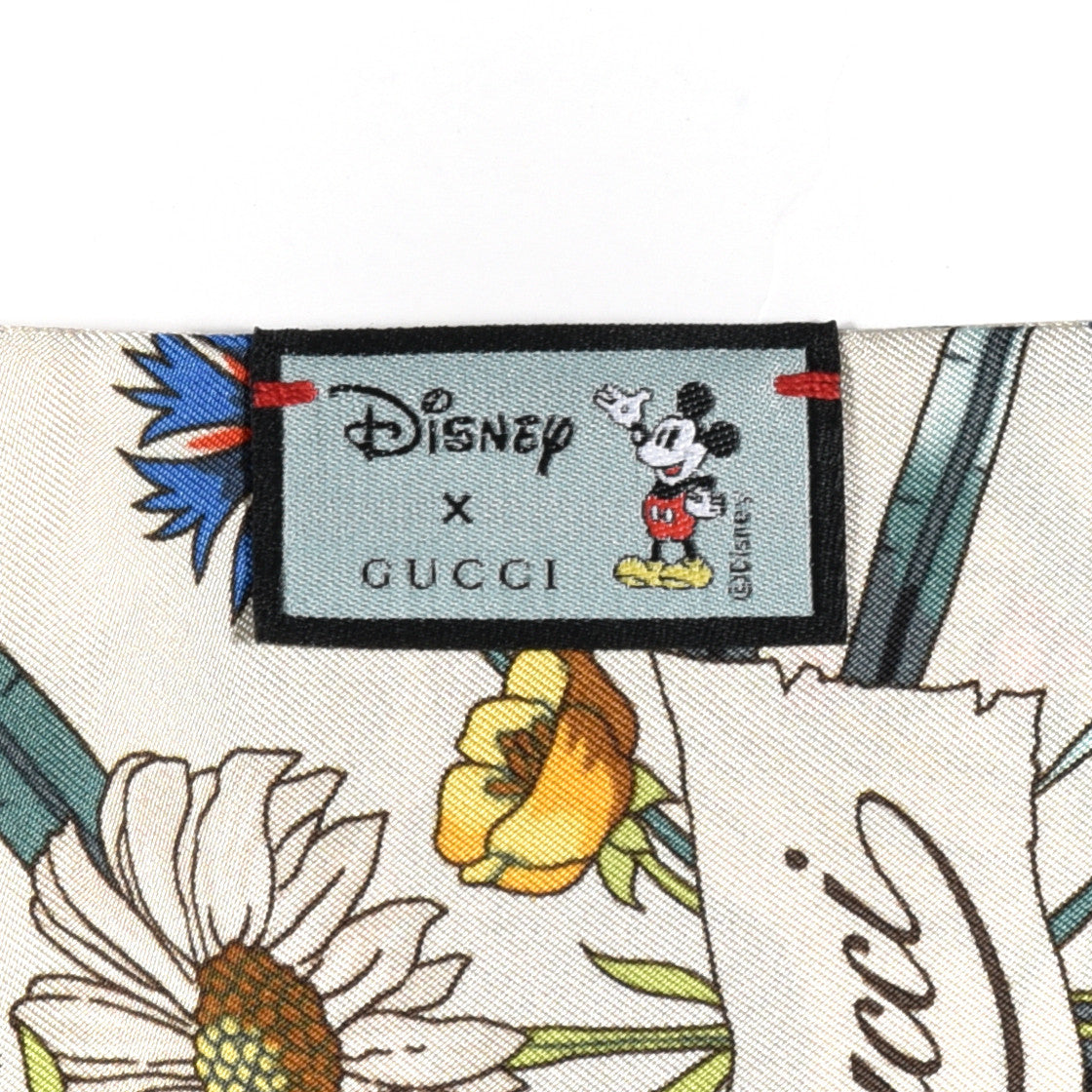 Gucci X DISNEY Silk Twill Mickey Lac Neck Bow Scarf Ivory Blue 3 of 4