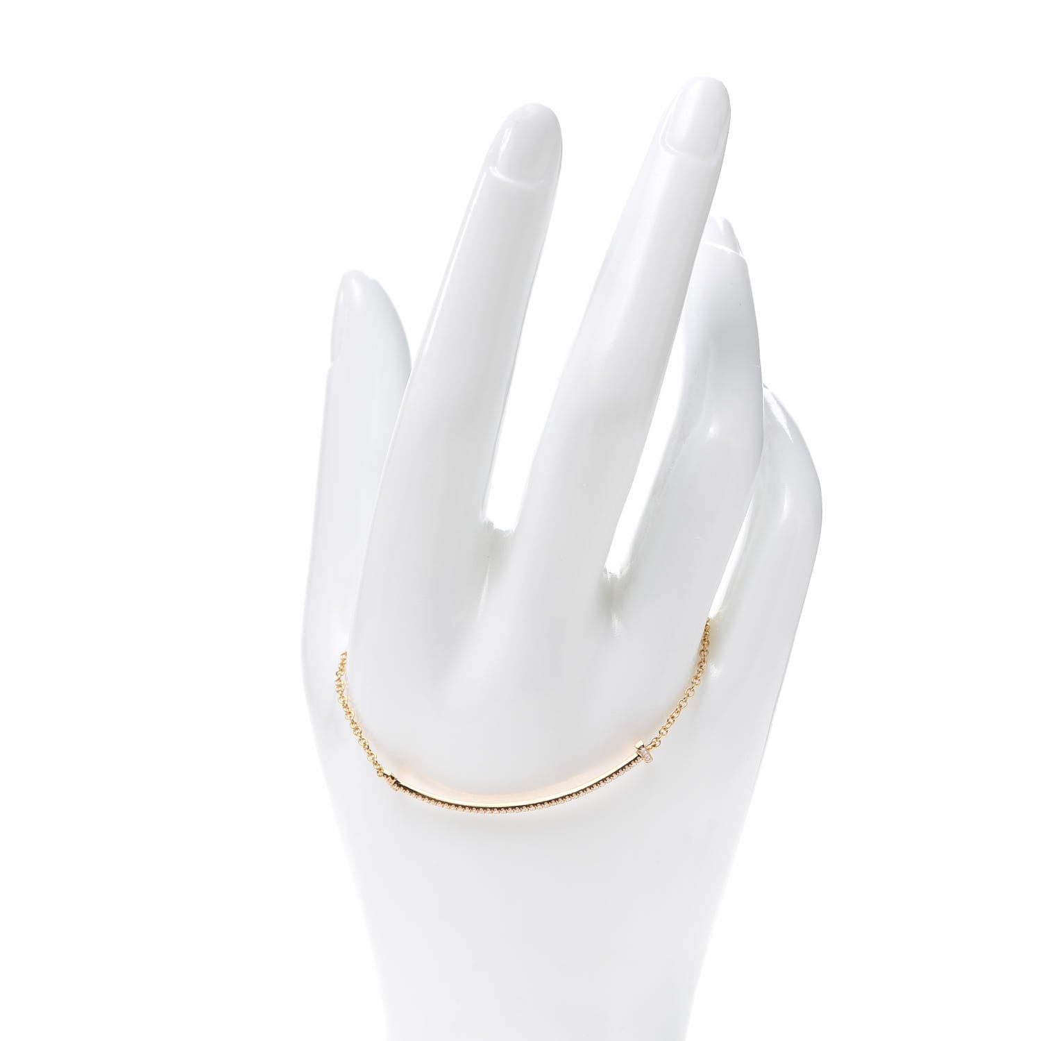 Tiffany 18K Yellow Gold Diamond T Smile Bracelet 2 of 6