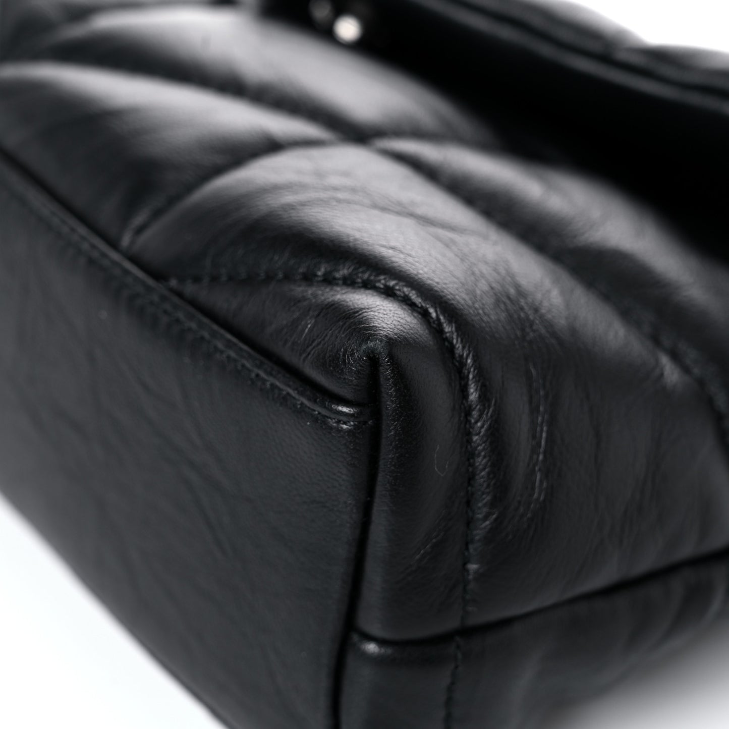 Calfskin Quilted Toy Loulou Puffer Monogram Monochrome Chain Satchel Black