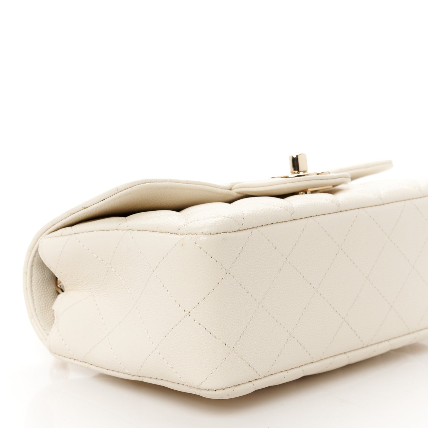 Caviar Quilted Mini Rectangular Flap White