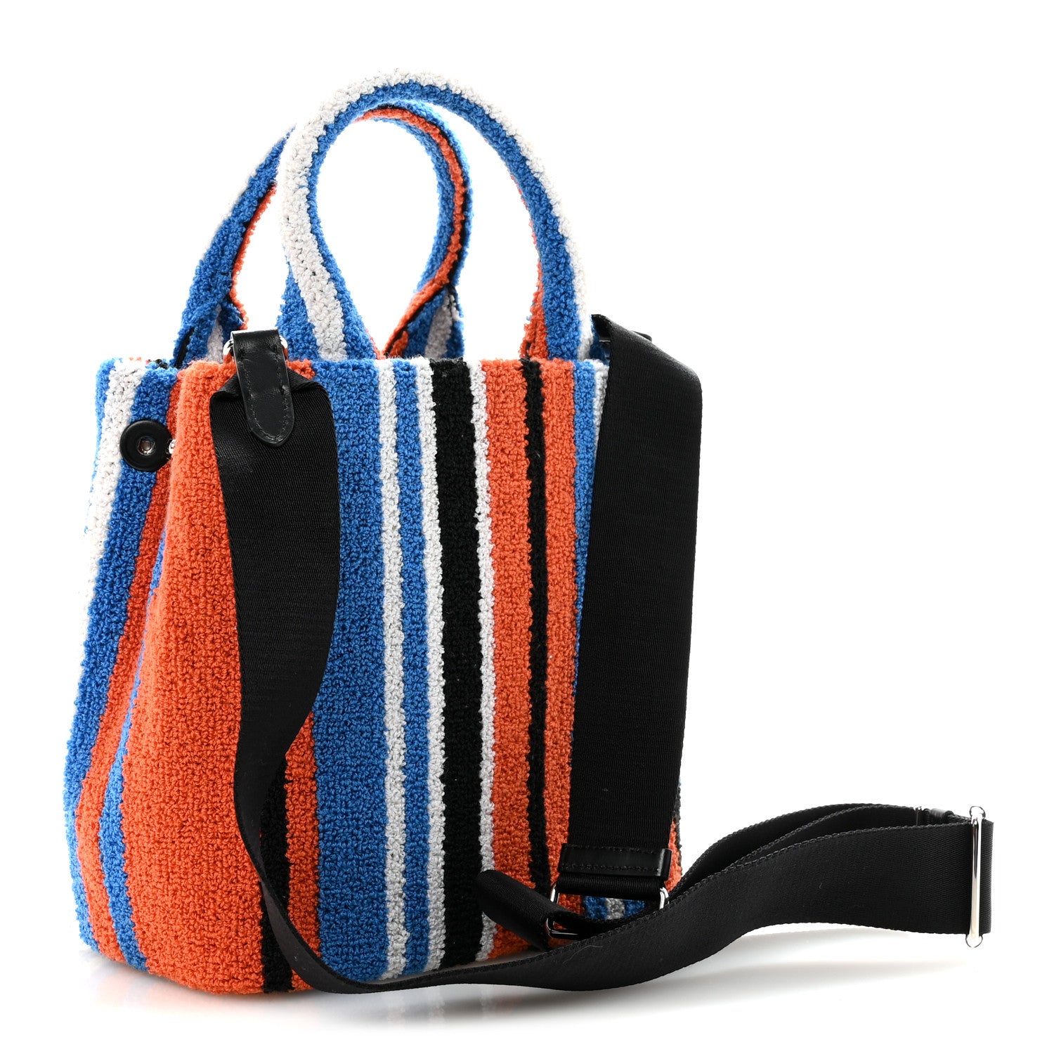 Prada Terry Cloth Small Stripe Tote Arancio 3 of 9