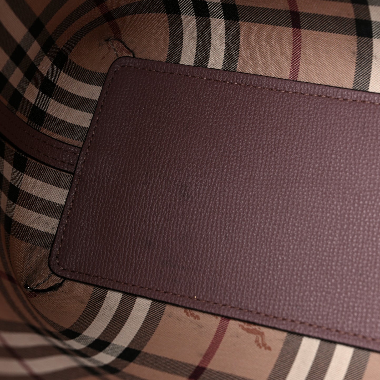 Grainy Calfskin Haymarket Check Medium Reversible Tote Dusty Pink