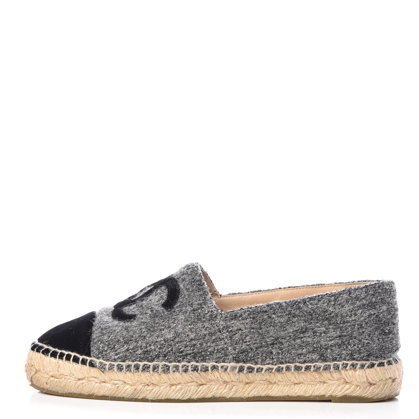 Tweed Velvet CC Espadrilles 37 Grey Black