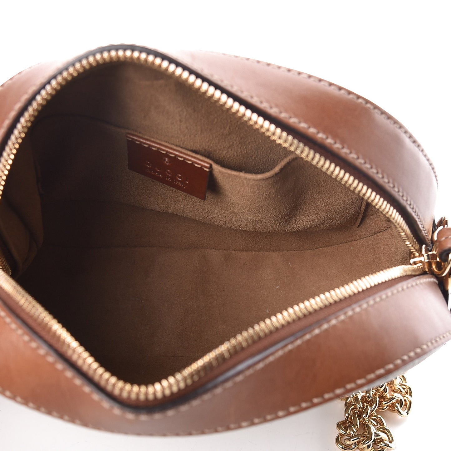 GG Supreme Monogram Cuoio Toscano Mini Chain Shoulder Bag Beige Ebony Cuir