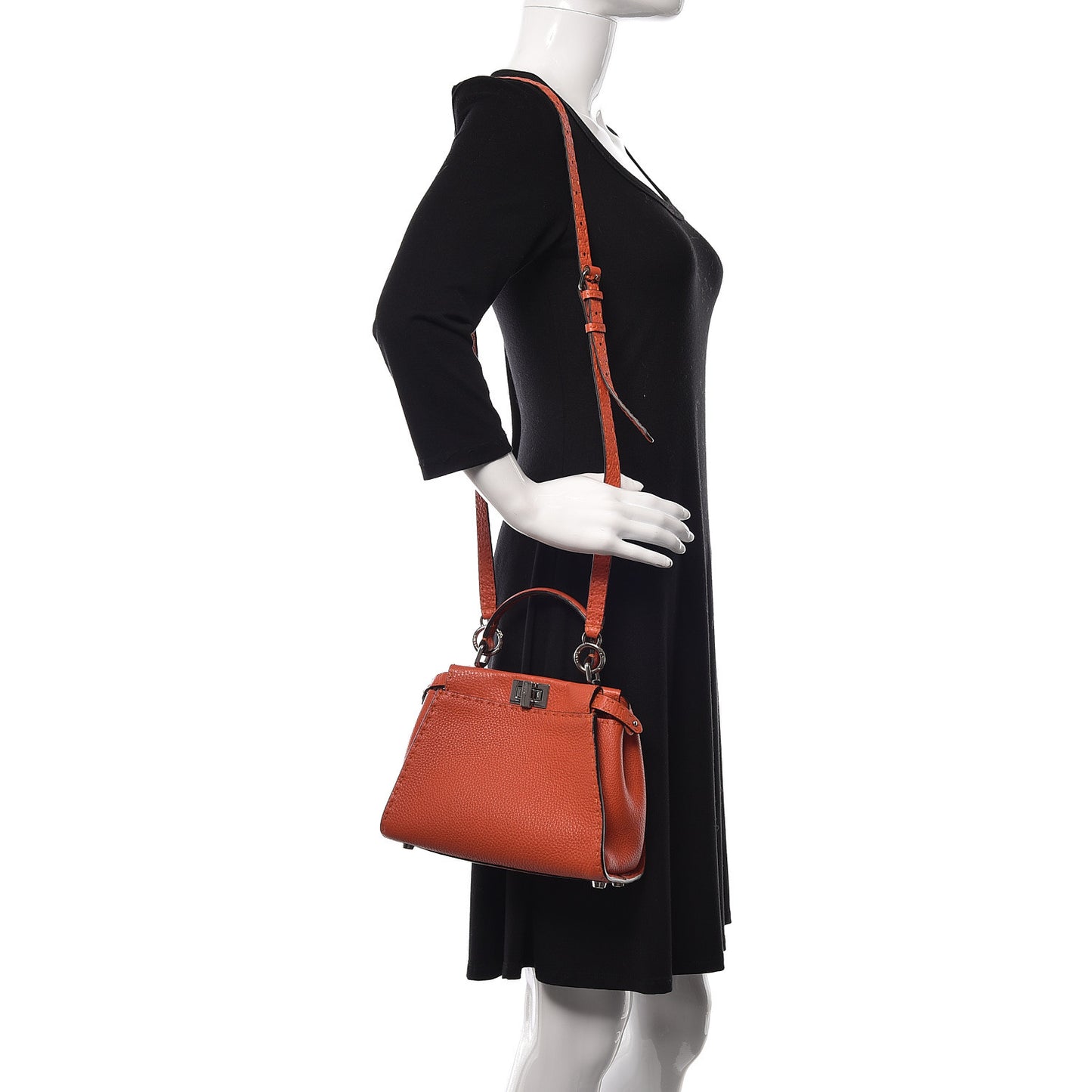 Cuoio Romano Selleria Mini Peekaboo Iconic Satchel Dark Orange