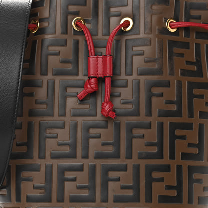 Fendi Vitello Grace F is Fendi Bi-Color FF 1974 Embossed Grande Mon Tresor Bucket Bag Maya Black Fragola 9 of 14