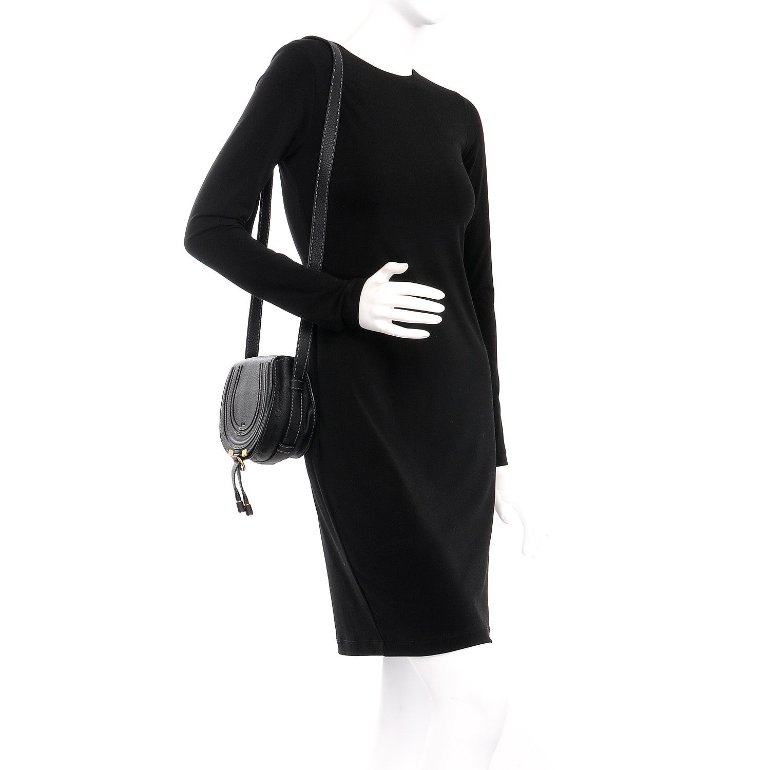 Chloe Calfskin Mini Marcie Round Crossbody Bag Black 2 of 7