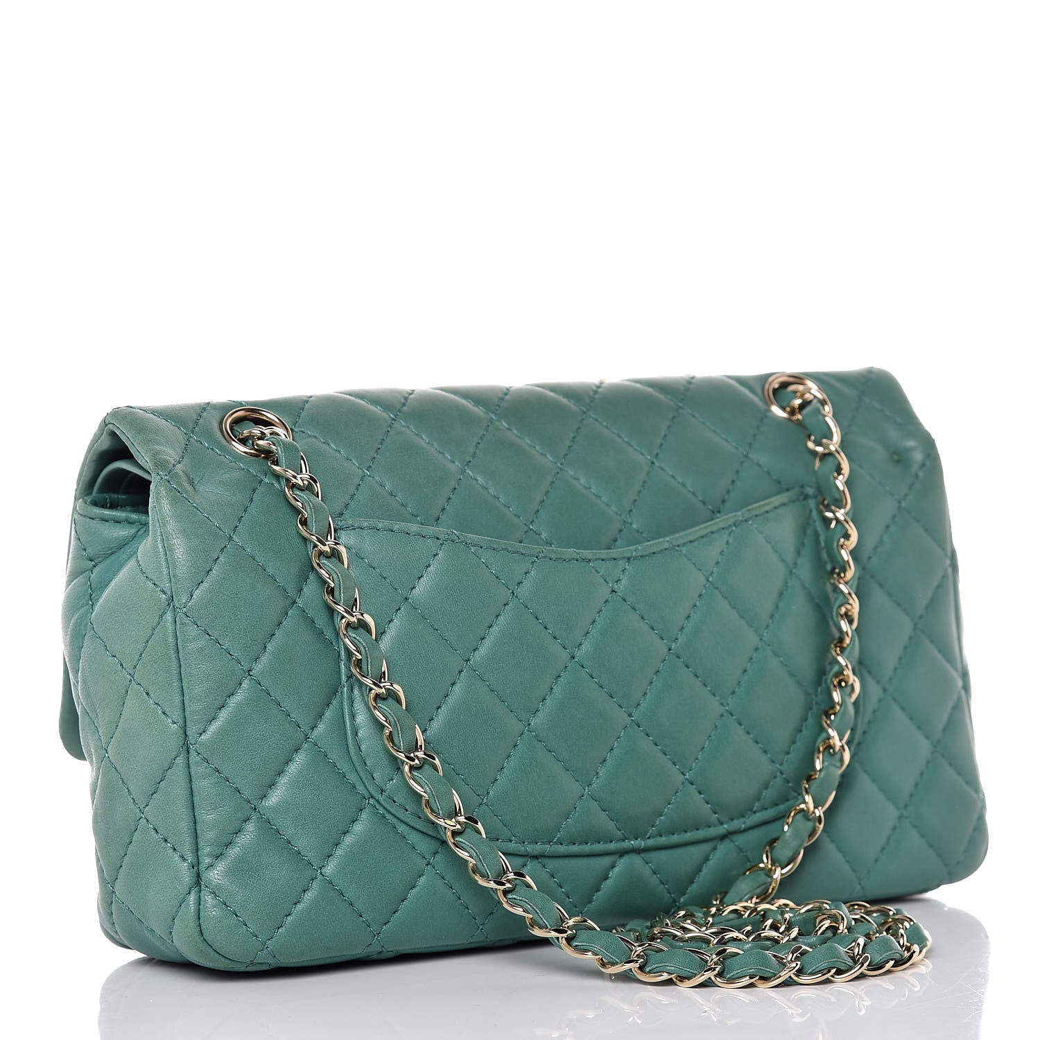 Chanel Lambskin Quilted Medium Double Flap Green 3 of 14
