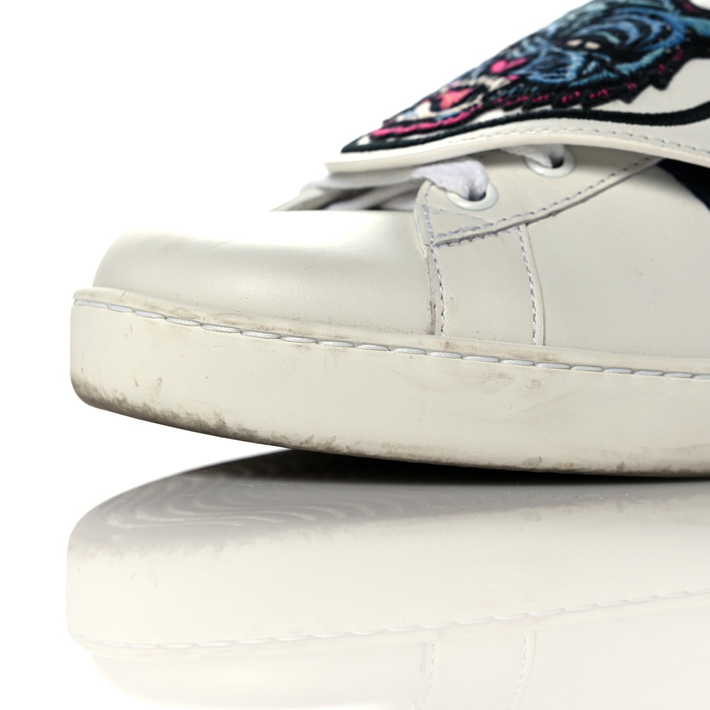 Calfskin Ayers Embroidered Web Mens Ace Removable Patches High Top Sneakers 7.5 White