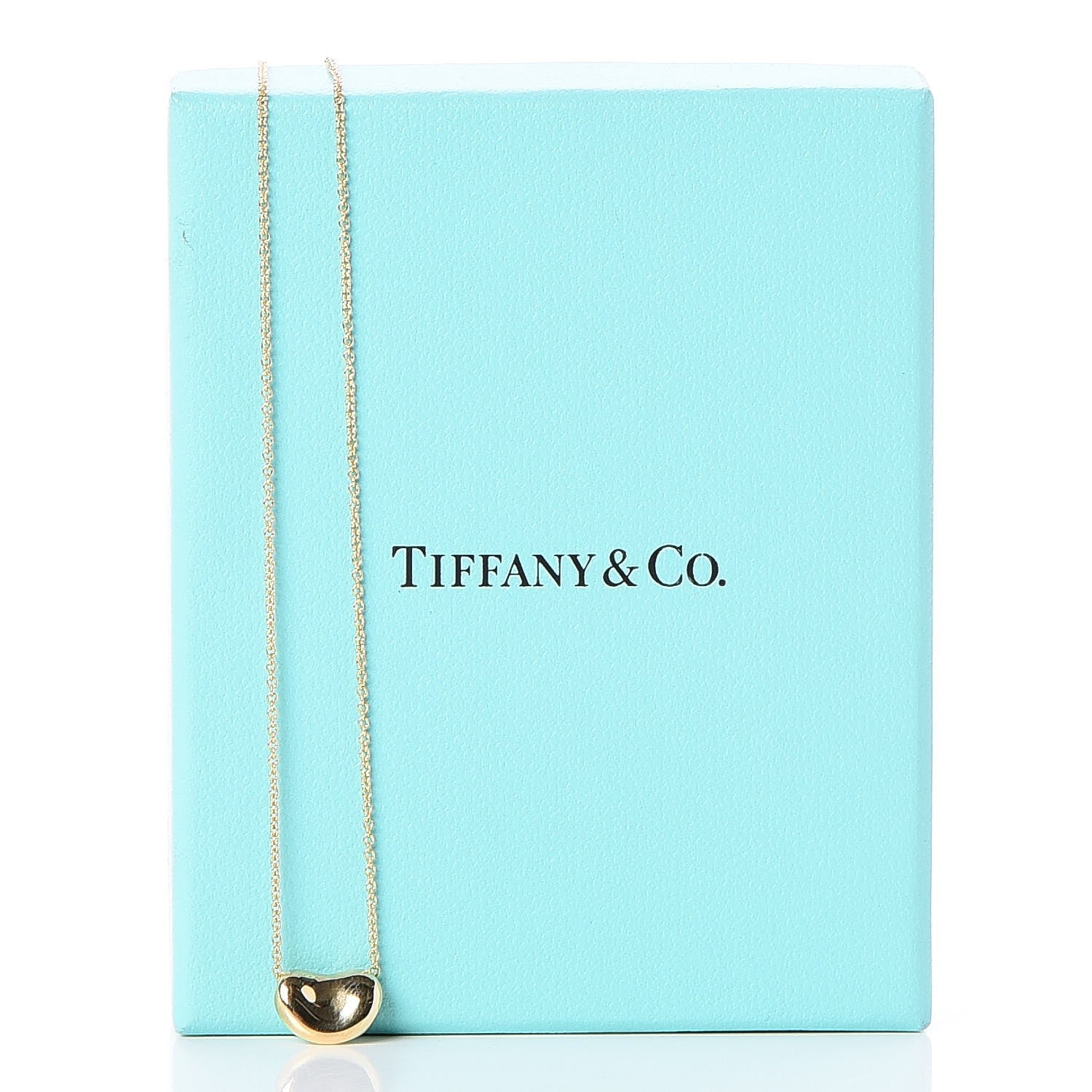 Tiffany 18K Yellow Gold 11mm Elsa Peretti Bean Pendant Necklace 9 of 9