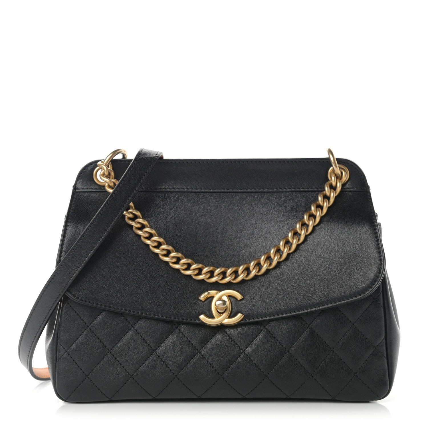 Chanel Lambskin Quilted Curved Flap Black 1 of 17