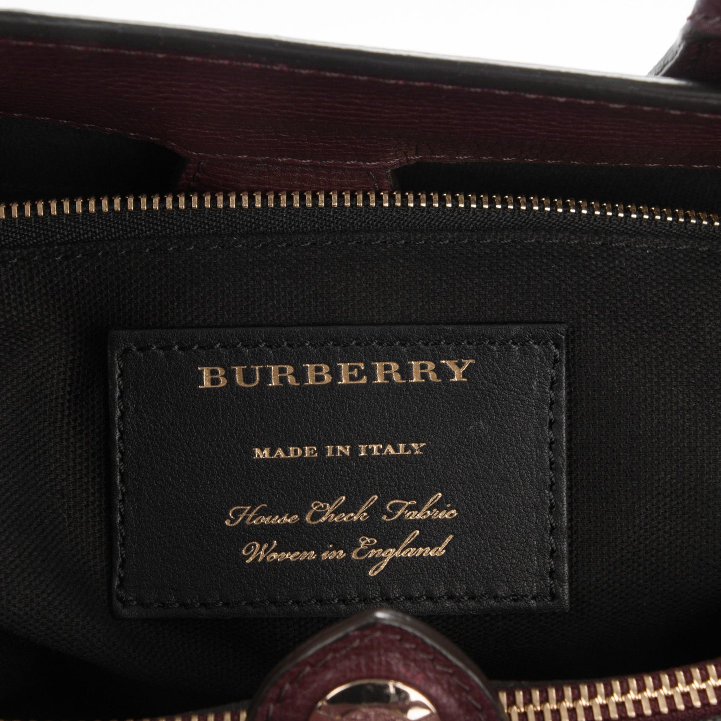Grainy Calfskin House Check Medium Banner Tote Mahogany Red