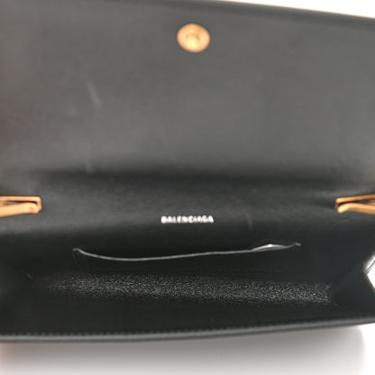 Balenciaga Grained Calfskin Logo Cash Phone Holder Wallet On Chain Black White 8 of 18