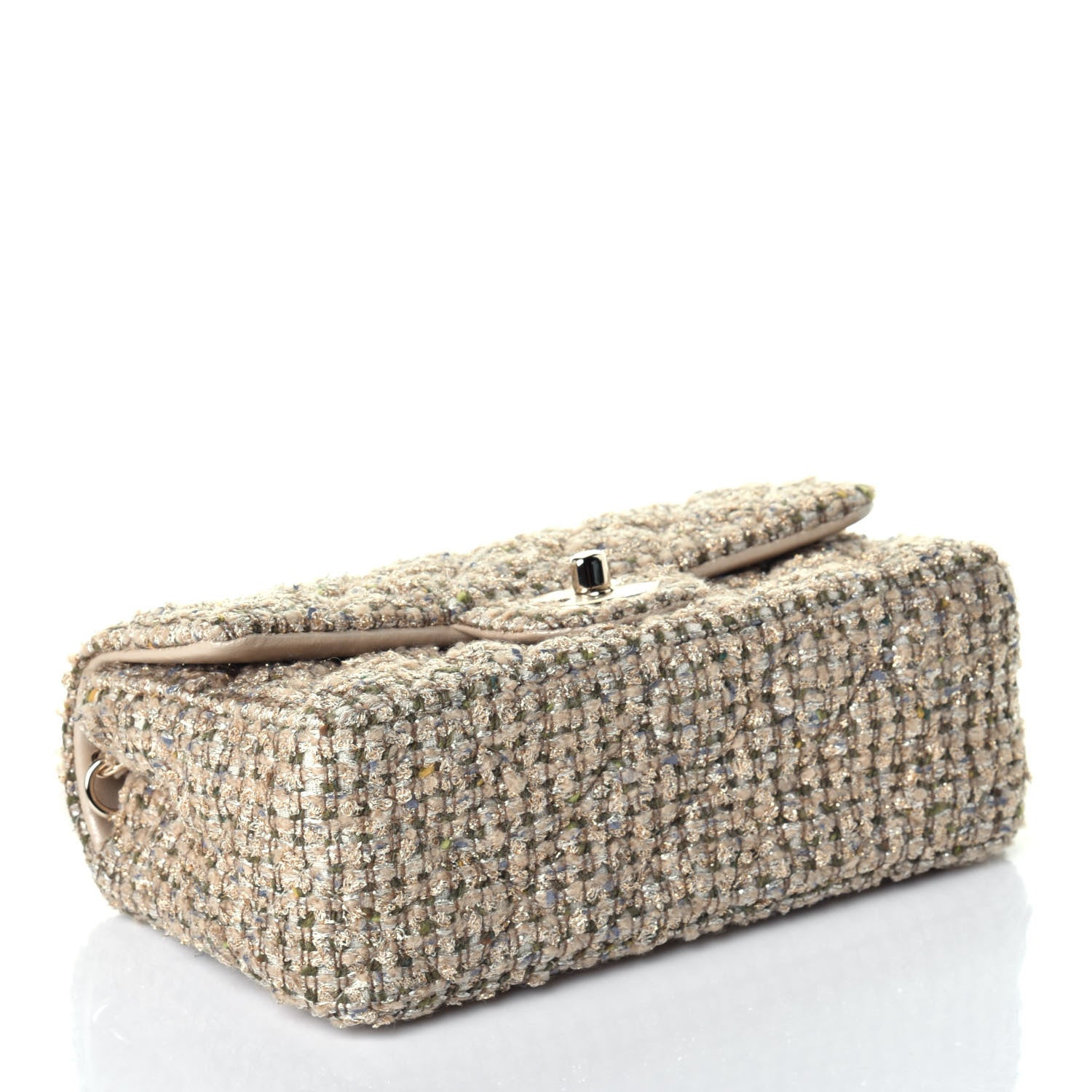 Chanel Tweed Quilted Mini Rectangular Flap Beige 4 of 9