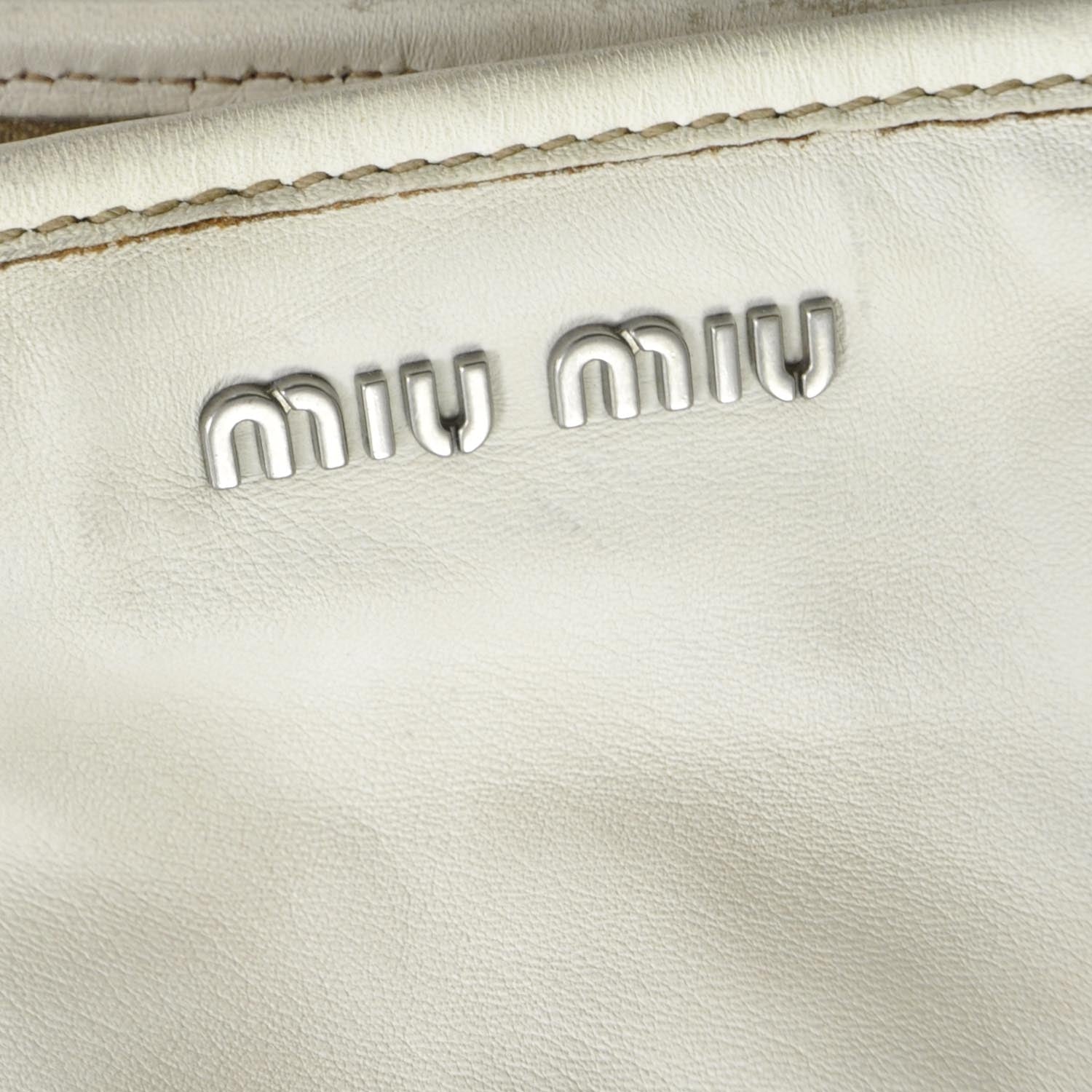 Miu Miu Lambskin Mesh Shoulder Bag White 8 of 9