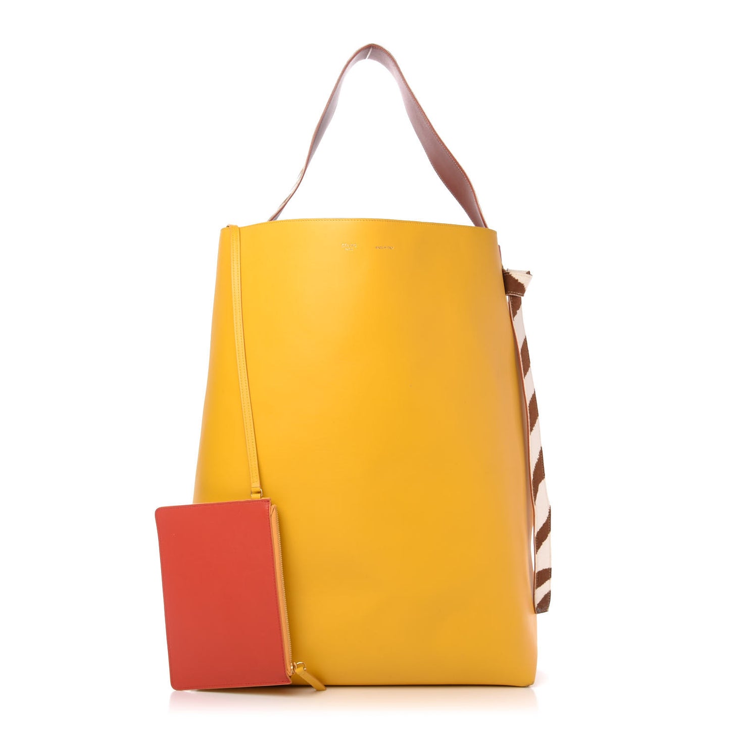 Shiny Smooth Calfskin Zebra Printed Oversized Twisted Cabas Sunflower Light Ruby