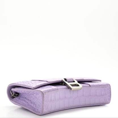 Balenciaga Shiny Calfskin Crocodile Embossed Hourglass Chain Bag Lilac 4 of 11