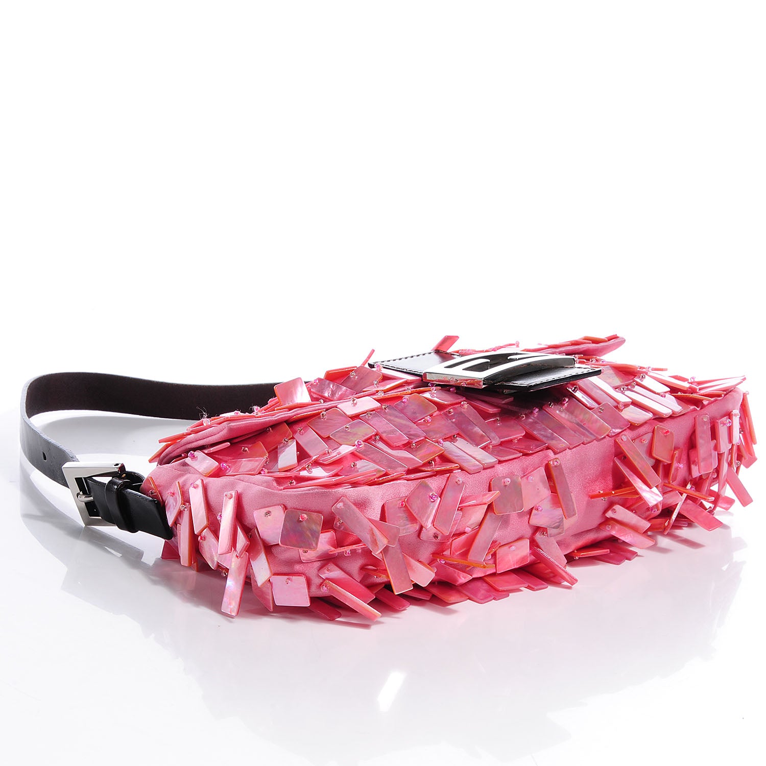Fendi Satin Mother of Pearl Baguette Pink 5 of 10
