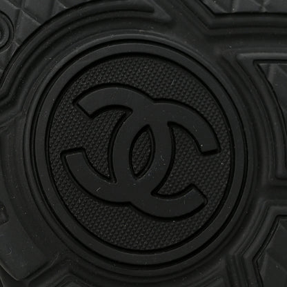 Chanel Lambskin Fabric CC Sneakers 39 Black 7 of 10