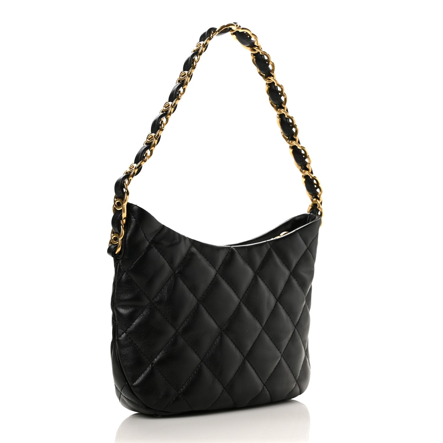 Chanel Lambskin Quilted Hobo Black 2 of 8