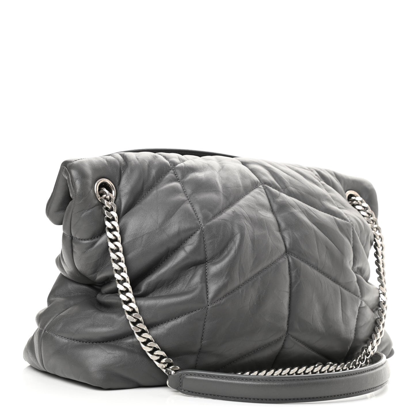 Calfskin Quilted Medium Loulou Puffer Monogram Chain Satchel Storm